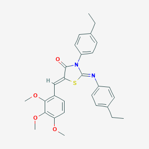 molecular formula C29H30N2O4S B334405 3-(4-Ethylphenyl)-2-[(4-ethylphenyl)imino]-5-(2,3,4-trimethoxybenzylidene)-1,3-thiazolidin-4-one 