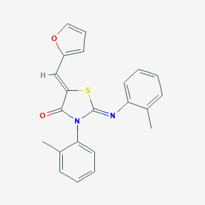 molecular formula C22H18N2O2S B334406 5-(2-Furylmethylene)-3-(2-methylphenyl)-2-[(2-methylphenyl)imino]-1,3-thiazolidin-4-one 