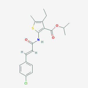 molecular formula C20H22ClNO3S B334411 Isopropyl 2-{[3-(4-chlorophenyl)acryloyl]amino}-4-ethyl-5-methyl-3-thiophenecarboxylate 