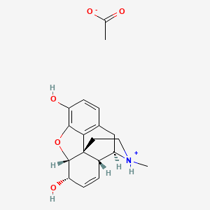 molecular formula C19H23NO5 B3344112 (4R,4Ar,7S,7aR,12bS)-3-methyl-1,2,3,4,4a,7,7a,13-octahydro-4,12-methanobenzofuro[3,2-e]isoquinolin-3-ium-7,9-diol;acetate CAS No. 596-15-6
