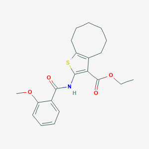 molecular formula C21H25NO4S B334412 Ethyl 2-[(2-methoxybenzoyl)amino]-4,5,6,7,8,9-hexahydrocycloocta[b]thiophene-3-carboxylate 