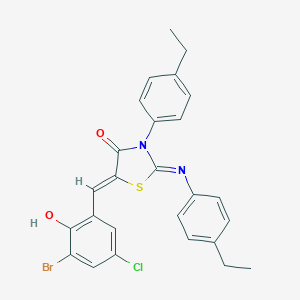 molecular formula C26H22BrClN2O2S B334415 5-(3-Bromo-5-chloro-2-hydroxybenzylidene)-3-(4-ethylphenyl)-2-[(4-ethylphenyl)imino]-1,3-thiazolidin-4-one 