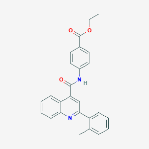 molecular formula C26H22N2O3 B334418 Ethyl 4-({[2-(2-methylphenyl)-4-quinolinyl]carbonyl}amino)benzoate 