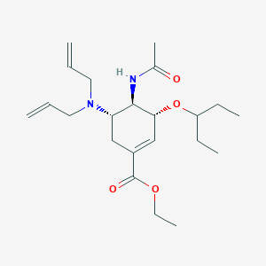 molecular formula C22H36N2O4 B3344298 (3R,4R,5S)-ethyl 4-acetamido-5-(diallylamino)-3-(pentan-3-yloxy)cyclohex-1-enecarboxylate CAS No. 651324-09-3