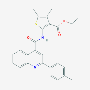 molecular formula C26H24N2O3S B334439 Ethyl 4,5-dimethyl-2-({[2-(4-methylphenyl)-4-quinolinyl]carbonyl}amino)-3-thiophenecarboxylate 