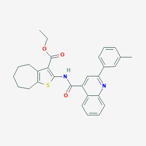 molecular formula C29H28N2O3S B334456 ethyl 2-({[2-(3-methylphenyl)-4-quinolinyl]carbonyl}amino)-5,6,7,8-tetrahydro-4H-cyclohepta[b]thiophene-3-carboxylate 