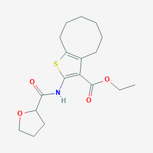 molecular formula C18H25NO4S B334457 Ethyl 2-[(tetrahydro-2-furanylcarbonyl)amino]-4,5,6,7,8,9-hexahydrocycloocta[b]thiophene-3-carboxylate 