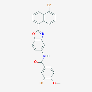 molecular formula C25H16Br2N2O3 B334460 3-bromo-N-[2-(5-bromonaphthalen-1-yl)-1,3-benzoxazol-5-yl]-4-methoxybenzamide 