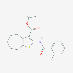 molecular formula C21H25NO3S B334461 isopropyl 2-[(2-methylbenzoyl)amino]-5,6,7,8-tetrahydro-4H-cyclohepta[b]thiophene-3-carboxylate 
