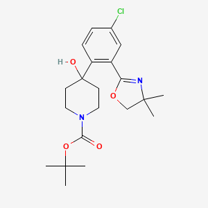 molecular formula C21H29ClN2O4 B3344629 Tert-butyl 4-(4-chloro-2-(4,4-dimethyl-4,5-dihydrooxazol-2-yl)phenyl)-4-hydroxypiperidine-1-carboxylate CAS No. 849106-19-0