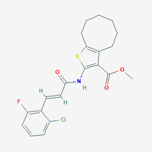 molecular formula C21H21ClFNO3S B334465 Methyl 2-{[3-(2-chloro-6-fluorophenyl)acryloyl]amino}-4,5,6,7,8,9-hexahydrocycloocta[b]thiophene-3-carboxylate 