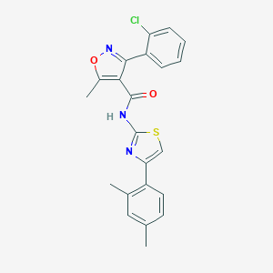 molecular formula C22H18ClN3O2S B334472 3-(2-chlorophenyl)-N-[4-(2,4-dimethylphenyl)-1,3-thiazol-2-yl]-5-methyl-1,2-oxazole-4-carboxamide 