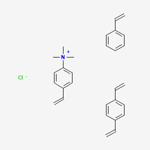 molecular formula C29H34ClN B3344801 1,4-Bis(ethenyl)benzene;(4-ethenylphenyl)-trimethylazanium;styrene;chloride CAS No. 9085-42-1