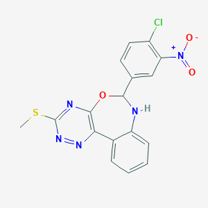 molecular formula C17H12ClN5O3S B334483 6-(4-Chloro-3-nitrophenyl)-3-(methylsulfanyl)-6,7-dihydro[1,2,4]triazino[5,6-d][3,1]benzoxazepine 