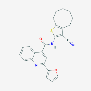 molecular formula C25H21N3O2S B334488 N-(3-cyano-4,5,6,7,8,9-hexahydrocycloocta[b]thiophen-2-yl)-2-(furan-2-yl)quinoline-4-carboxamide 