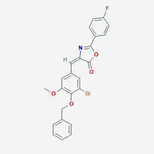 molecular formula C24H17BrFNO4 B334492 4-[4-(benzyloxy)-3-bromo-5-methoxybenzylidene]-2-(4-fluorophenyl)-1,3-oxazol-5(4H)-one 