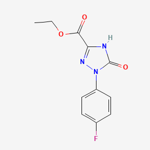 molecular formula C11H10FN3O3 B3344927 Ethyl 1-(4-fluorophenyl)-5-oxo-2,5-dihydro-1H-1,2,4-triazole-3-carboxylate CAS No. 1000573-68-1