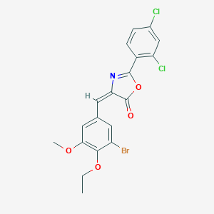 molecular formula C19H14BrCl2NO4 B334495 4-(3-bromo-4-ethoxy-5-methoxybenzylidene)-2-(2,4-dichlorophenyl)-1,3-oxazol-5(4H)-one 