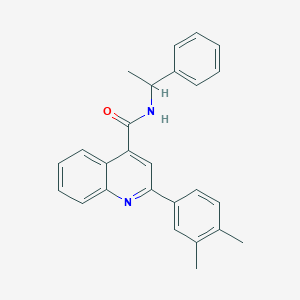 molecular formula C26H24N2O B334497 2-(3,4-dimethylphenyl)-N-(1-phenylethyl)quinoline-4-carboxamide 