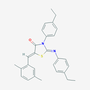 molecular formula C28H28N2OS B334499 5-(2,5-Dimethylbenzylidene)-3-(4-ethylphenyl)-2-[(4-ethylphenyl)imino]-1,3-thiazolidin-4-one 