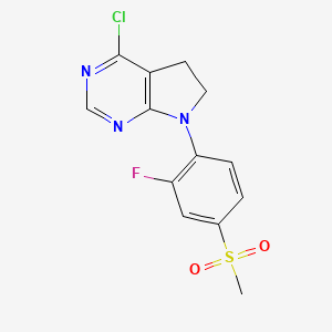 molecular formula C13H11ClFN3O2S B3345009 4-Chloro-7-(2-fluoro-4-(methylsulfonyl)phenyl)-6,7-dihydro-5H-pyrrolo[2,3-D]pyrimidine CAS No. 1001397-19-8