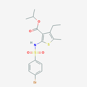 molecular formula C17H20BrNO4S2 B334501 Isopropyl 2-{[(4-bromophenyl)sulfonyl]amino}-4-ethyl-5-methyl-3-thiophenecarboxylate 