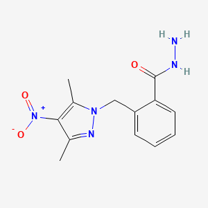 molecular formula C13H15N5O3 B3345013 2-(3,5-Dimethyl-4-nitro-pyrazol-1-ylmethyl)-benzoic acid hydrazide CAS No. 1001500-02-2