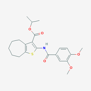 molecular formula C22H27NO5S B334505 isopropyl 2-[(3,4-dimethoxybenzoyl)amino]-5,6,7,8-tetrahydro-4H-cyclohepta[b]thiophene-3-carboxylate 