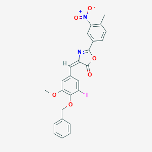 molecular formula C25H19IN2O6 B334511 4-[4-(benzyloxy)-3-iodo-5-methoxybenzylidene]-2-{3-nitro-4-methylphenyl}-1,3-oxazol-5(4H)-one 