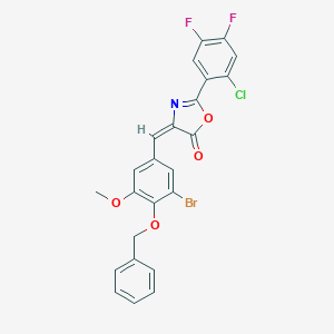 molecular formula C24H15BrClF2NO4 B334512 4-[4-(benzyloxy)-3-bromo-5-methoxybenzylidene]-2-(2-chloro-4,5-difluorophenyl)-1,3-oxazol-5(4H)-one 