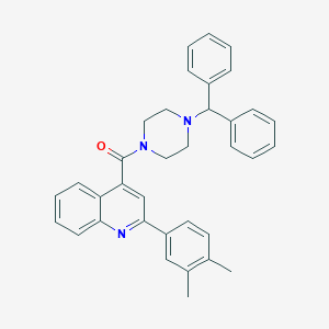 molecular formula C35H33N3O B334513 4-[(4-Benzhydryl-1-piperazinyl)carbonyl]-2-(3,4-dimethylphenyl)quinoline 