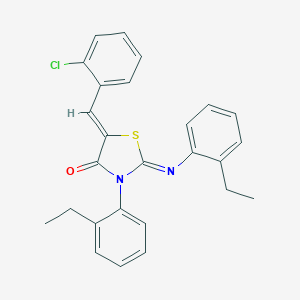 molecular formula C26H23ClN2OS B334516 5-(2-Chlorobenzylidene)-3-(2-ethylphenyl)-2-[(2-ethylphenyl)imino]-1,3-thiazolidin-4-one 