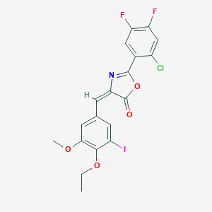 molecular formula C19H13ClF2INO4 B334517 2-(2-chloro-4,5-difluorophenyl)-4-(4-ethoxy-3-iodo-5-methoxybenzylidene)-1,3-oxazol-5(4H)-one 