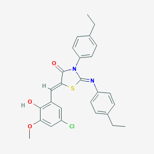 molecular formula C27H25ClN2O3S B334520 5-(5-Chloro-2-hydroxy-3-methoxybenzylidene)-3-(4-ethylphenyl)-2-[(4-ethylphenyl)imino]-1,3-thiazolidin-4-one 