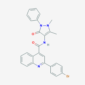 molecular formula C27H21BrN4O2 B334522 2-(4-bromophenyl)-N-(1,5-dimethyl-3-oxo-2-phenyl-2,3-dihydro-1H-pyrazol-4-yl)-4-quinolinecarboxamide 