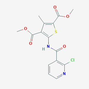 molecular formula C15H13ClN2O5S B334533 Dimethyl 5-{[(2-chloro-3-pyridinyl)carbonyl]amino}-3-methyl-2,4-thiophenedicarboxylate 