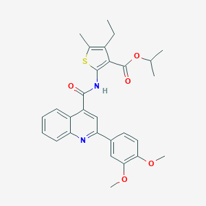 molecular formula C29H30N2O5S B334536 Isopropyl 2-({[2-(3,4-dimethoxyphenyl)-4-quinolinyl]carbonyl}amino)-4-ethyl-5-methyl-3-thiophenecarboxylate 