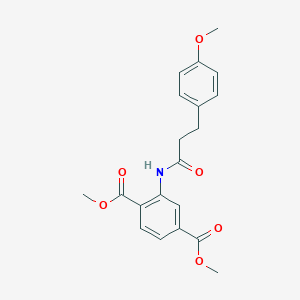 molecular formula C20H21NO6 B334539 Dimethyl 2-{[3-(4-methoxyphenyl)propanoyl]amino}terephthalate 