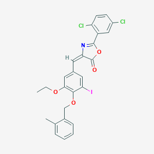 molecular formula C26H20Cl2INO4 B334540 2-(2,5-dichlorophenyl)-4-{3-ethoxy-5-iodo-4-[(2-methylbenzyl)oxy]benzylidene}-1,3-oxazol-5(4H)-one 