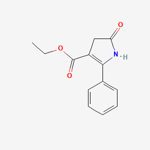 molecular formula C13H13NO3 B3345436 1H-Pyrrole-3-carboxylic acid, 4,5-dihydro-5-oxo-2-phenyl-, ethyl ester CAS No. 105194-22-7