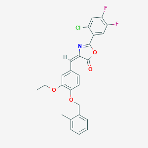 molecular formula C26H20ClF2NO4 B334546 2-(2-chloro-4,5-difluorophenyl)-4-{3-ethoxy-4-[(2-methylbenzyl)oxy]benzylidene}-1,3-oxazol-5(4H)-one 