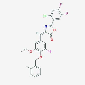 molecular formula C26H19ClF2INO4 B334548 2-(2-chloro-4,5-difluorophenyl)-4-{3-ethoxy-5-iodo-4-[(2-methylbenzyl)oxy]benzylidene}-1,3-oxazol-5(4H)-one 