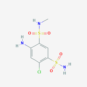 molecular formula C7H10ClN3O4S2 B033455 4-氨基-6-氯-3-N-甲基苯并-1,3-二磺酰胺 CAS No. 13659-98-8
