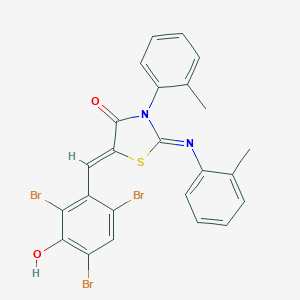 molecular formula C24H17Br3N2O2S B334551 (2Z,5Z)-3-(2-methylphenyl)-2-[(2-methylphenyl)imino]-5-(2,4,6-tribromo-3-hydroxybenzylidene)-1,3-thiazolidin-4-one 
