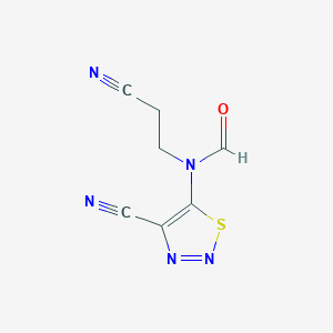 molecular formula C7H5N5OS B3345539 N-(2-Cyanoethyl)-N-(4-cyano-1,2,3-thiadiazol-5-yl)formamide CAS No. 106119-66-8