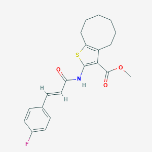 molecular formula C21H22FNO3S B334572 Methyl 2-{[3-(4-fluorophenyl)acryloyl]amino}-4,5,6,7,8,9-hexahydrocycloocta[b]thiophene-3-carboxylate 