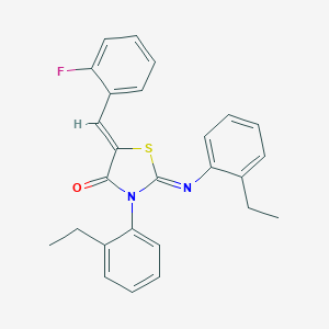 molecular formula C26H23FN2OS B334579 3-(2-Ethylphenyl)-2-[(2-ethylphenyl)imino]-5-(2-fluorobenzylidene)-1,3-thiazolidin-4-one 