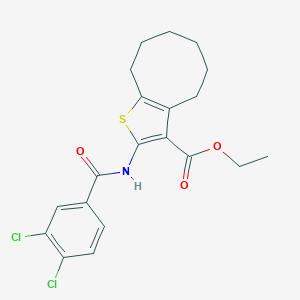 molecular formula C20H21Cl2NO3S B334589 Ethyl 2-[(3,4-dichlorobenzoyl)amino]-4,5,6,7,8,9-hexahydrocycloocta[b]thiophene-3-carboxylate 