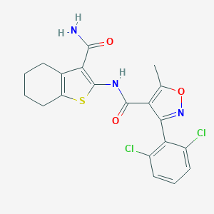 molecular formula C20H17Cl2N3O3S B334591 N-(3-carbamoyl-4,5,6,7-tetrahydro-1-benzothiophen-2-yl)-3-(2,6-dichlorophenyl)-5-methyl-1,2-oxazole-4-carboxamide 