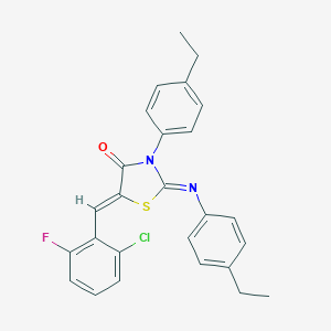 molecular formula C26H22ClFN2OS B334592 5-(2-Chloro-6-fluorobenzylidene)-3-(4-ethylphenyl)-2-[(4-ethylphenyl)imino]-1,3-thiazolidin-4-one 